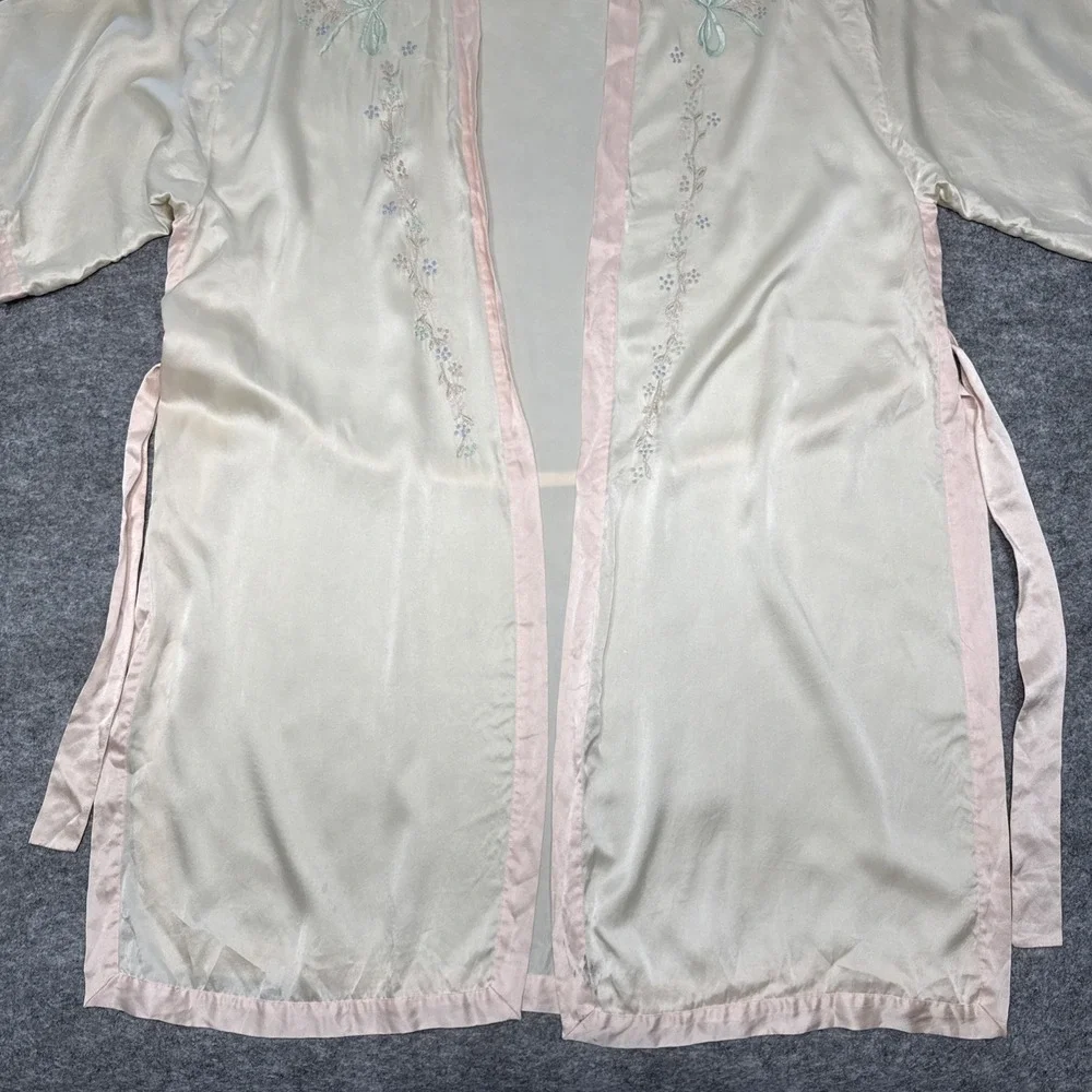 Vintage Victorias Secret silk robe slip dress set large embroidered coquette